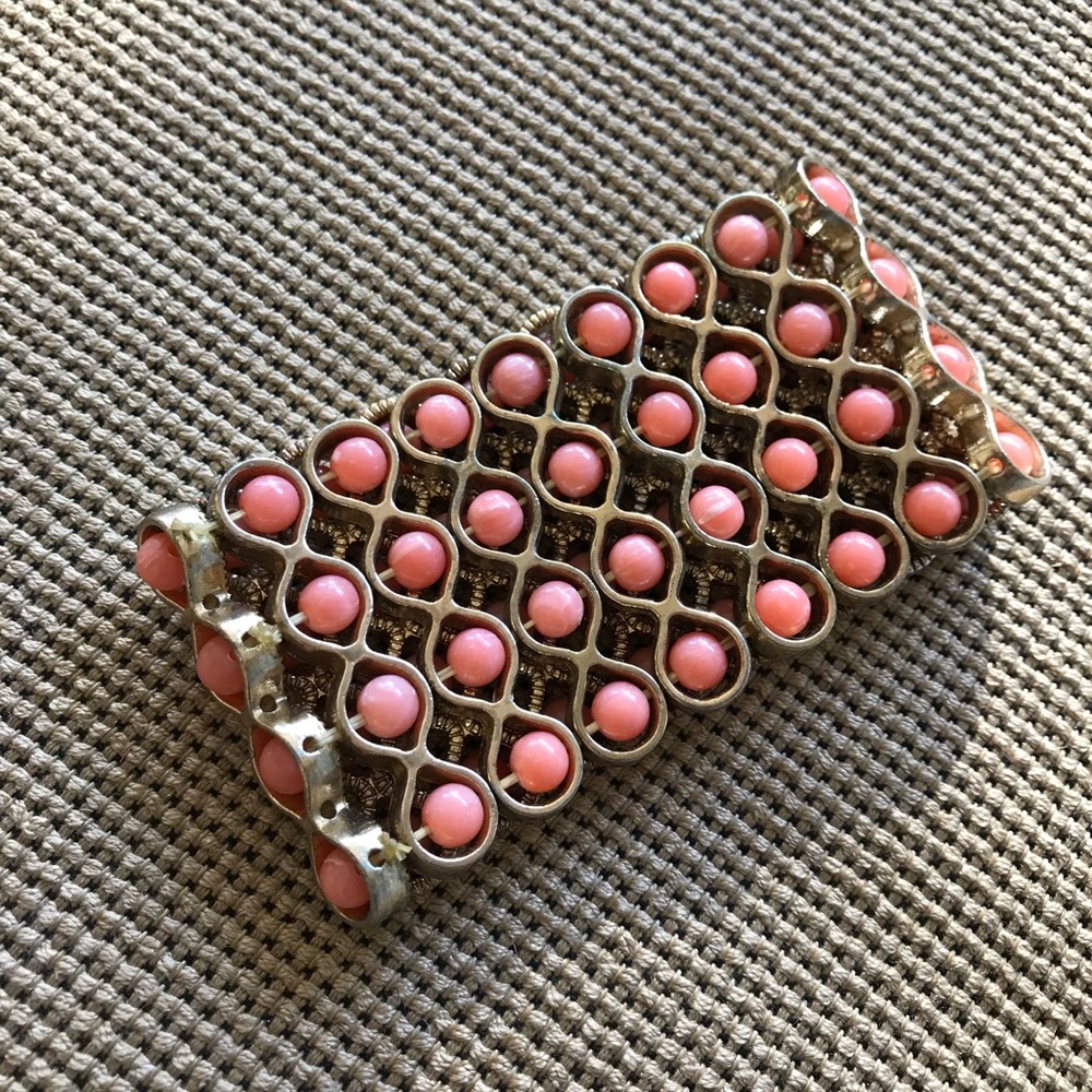 Pink and Gold Beaded Bracelet